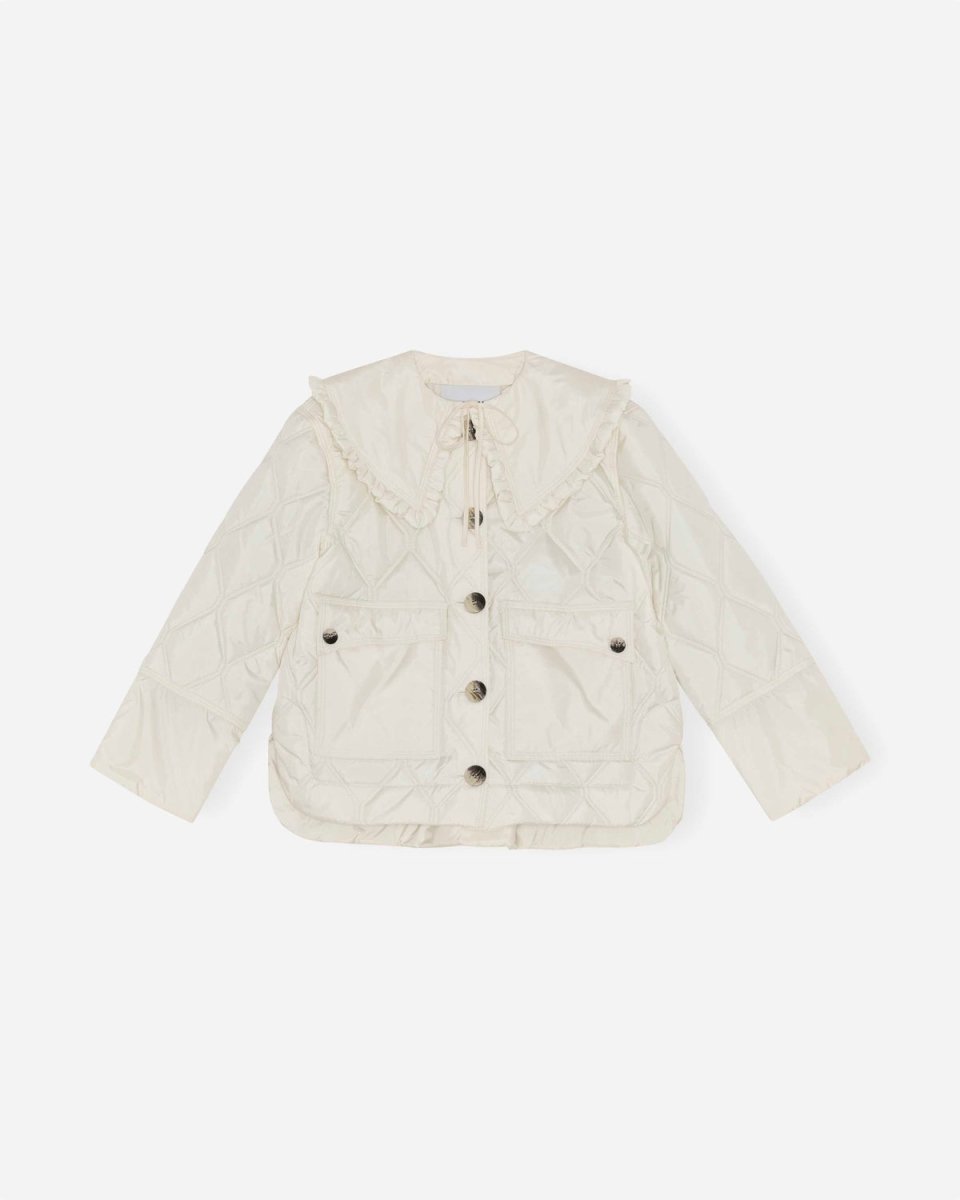Ripstop Quilt Frill Collar Jacket - Egret - Munk Store