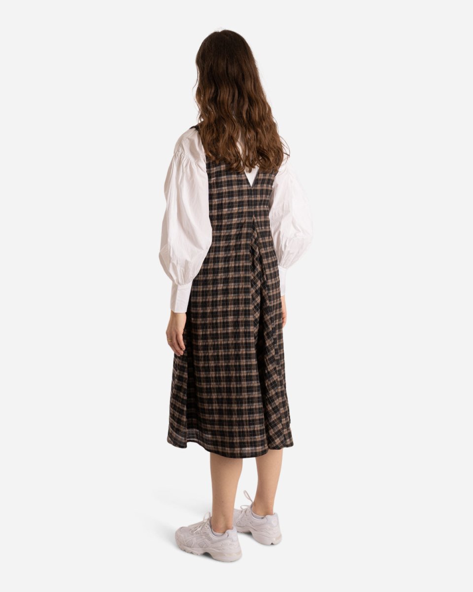 Seersucker Check Midi Dress - Fossil - Munk Store