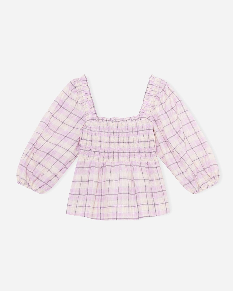 Seersucker Check Smock Top - Ochid Bloom - Munk Store