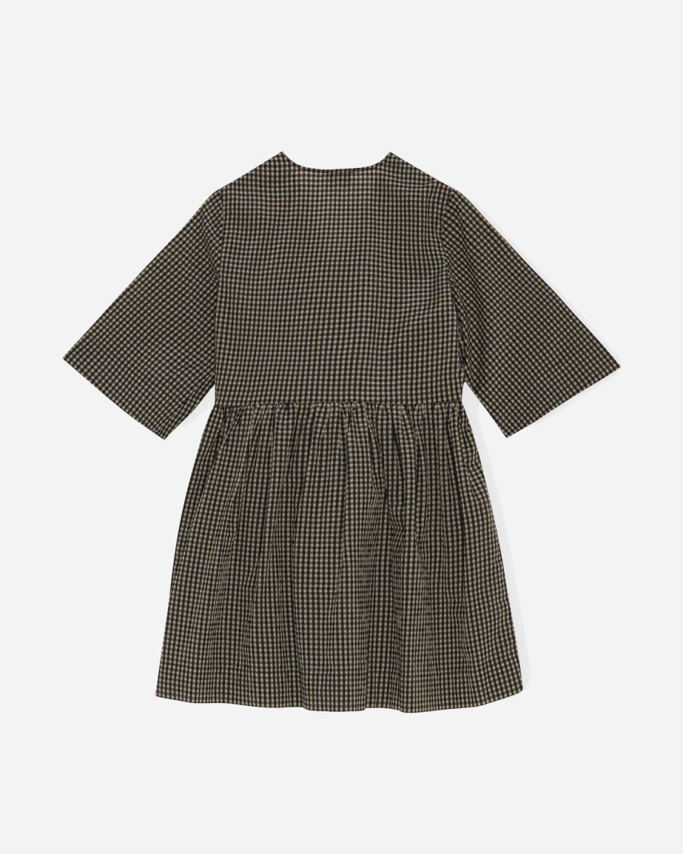 Seersucker Check Wrap Mini Dress - Gingham Starfish - Munk Store