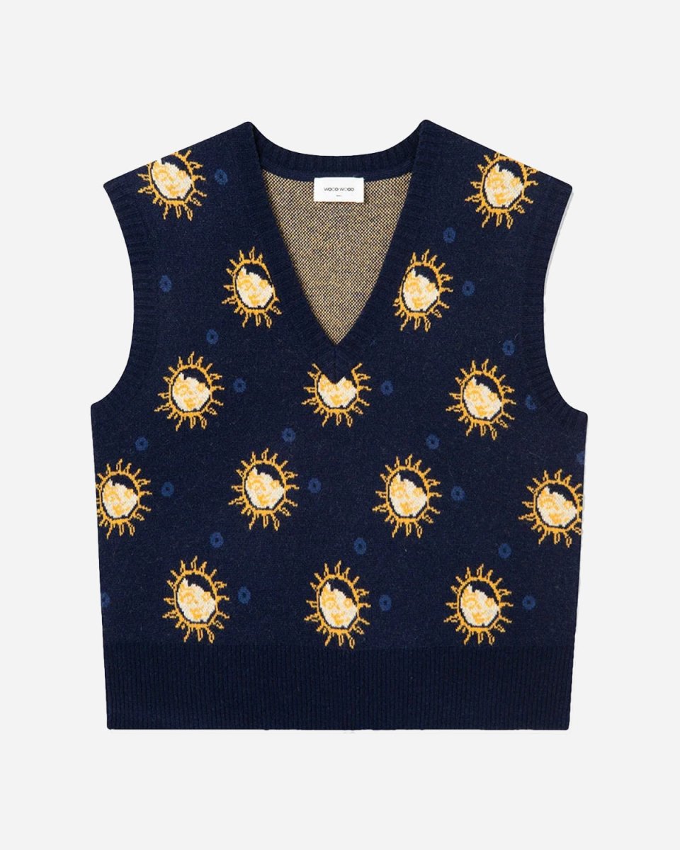 Stacy jacquard vest - NAVY - Munk Store