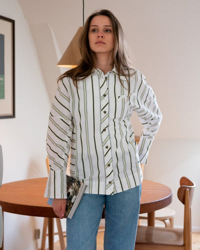 Stripe Cotton Belt Shirt - Mix Stripe Yellow - Munk Store