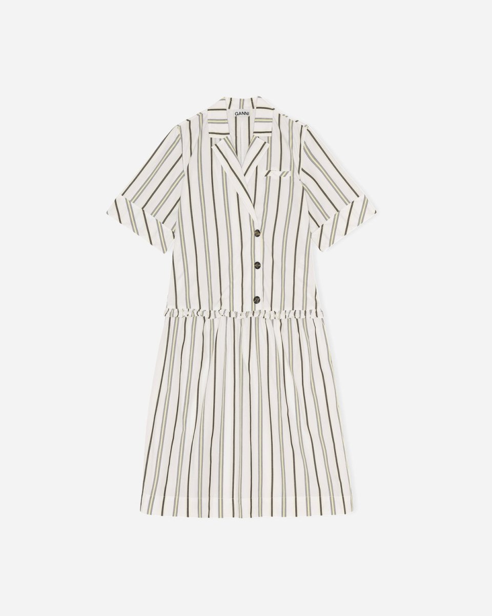 Stripe Cotton Blazer Dress - Mix Stripe Yellow - Munk Store