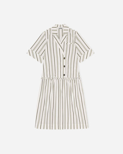 Stripe Cotton Blazer Dress - Mix Stripe Yellow - Munk Store