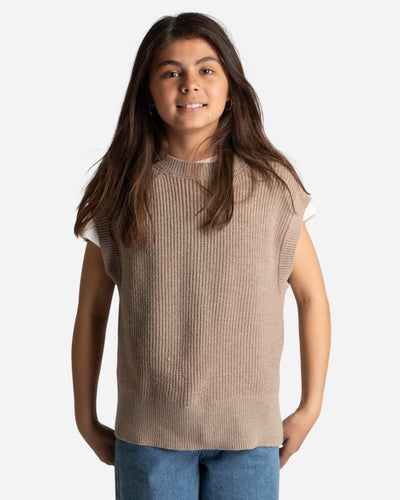 Teen Ann Knit Vest - Sand Melange - Munk Store