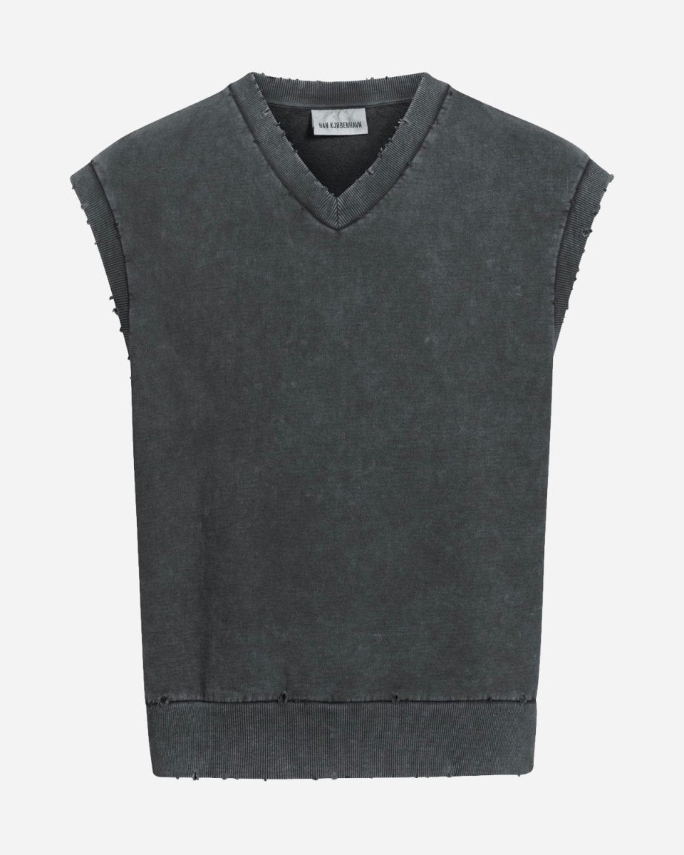 Women Distressed Vest - Dark Grey - Munk Store