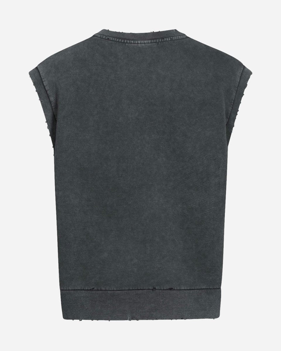 Women Distressed Vest - Dark Grey - Munk Store