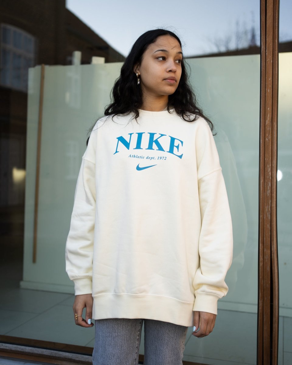 Oversize-Sweatshirt für Damen – Kokosmilch/Dutch Blue