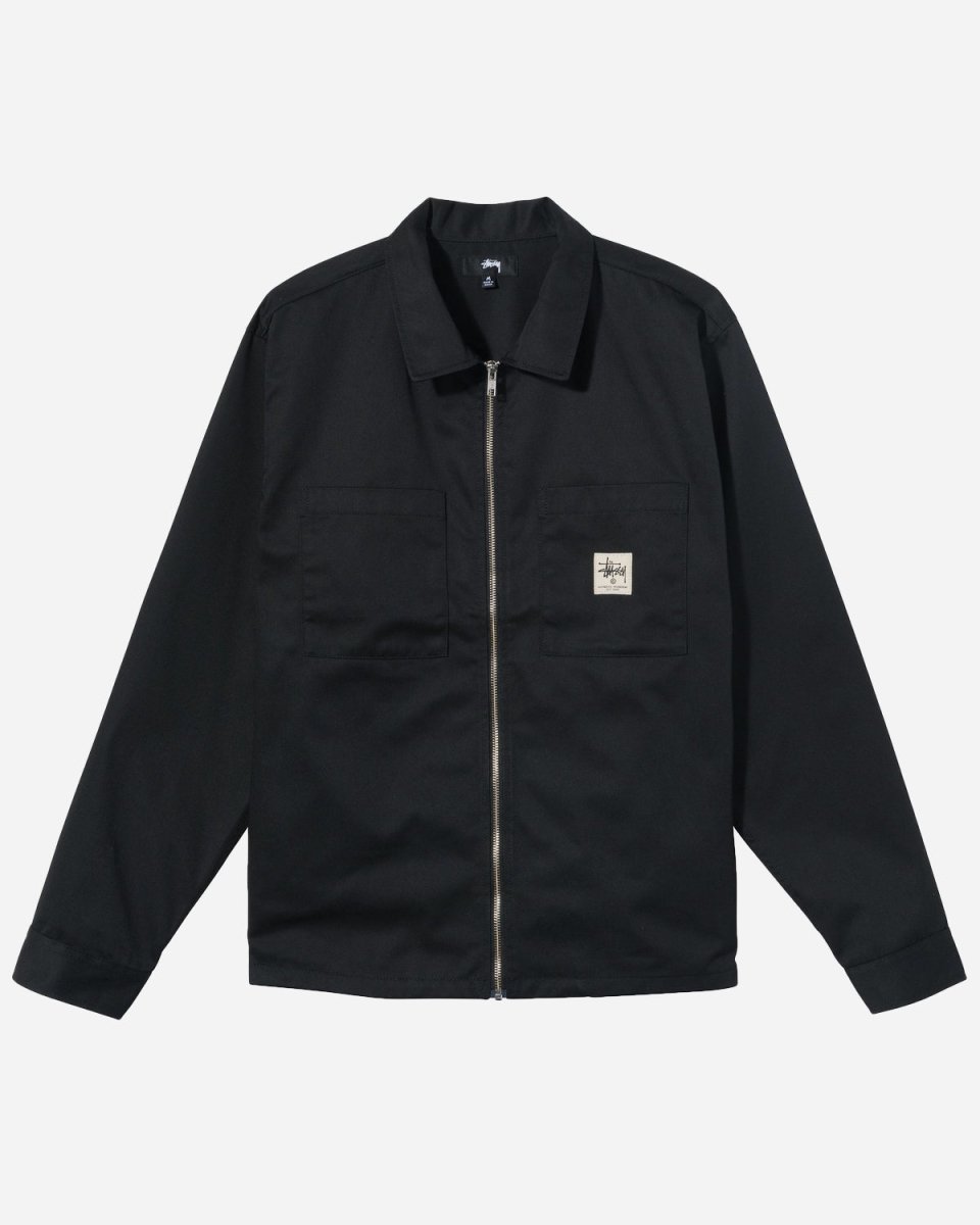 Zip Up Work LS Shirt - Black - Munk Store