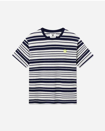 Ace Stripe T-Shirt - Off-White/Navy Stripes - WOOD WOOD - Munkstore.dk