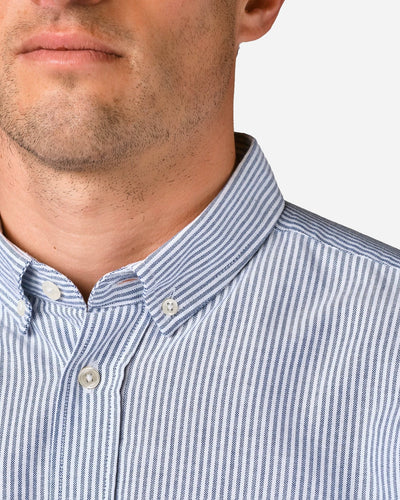 Benjamin Striped Shirt - White/Navy - Klitmøller Collective - Munkstore.dk